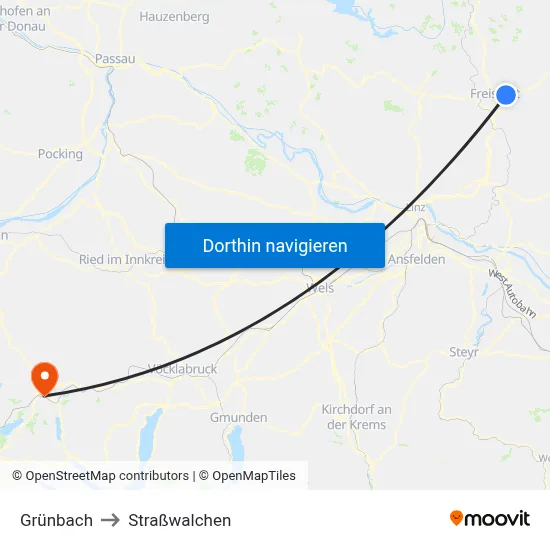 Grünbach to Straßwalchen map