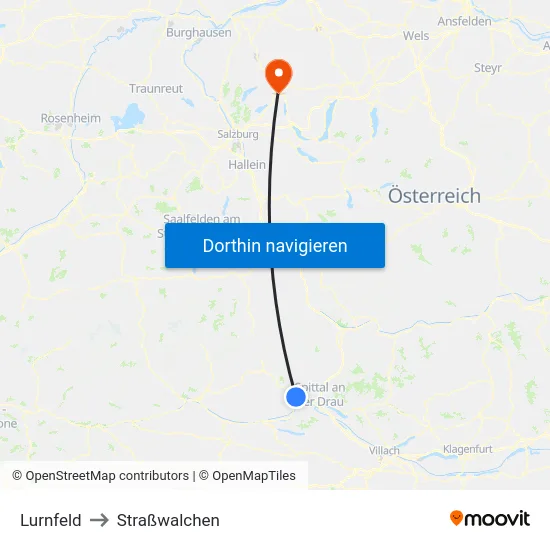 Lurnfeld to Straßwalchen map