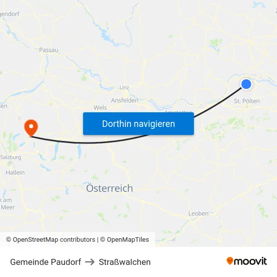 Gemeinde Paudorf to Straßwalchen map