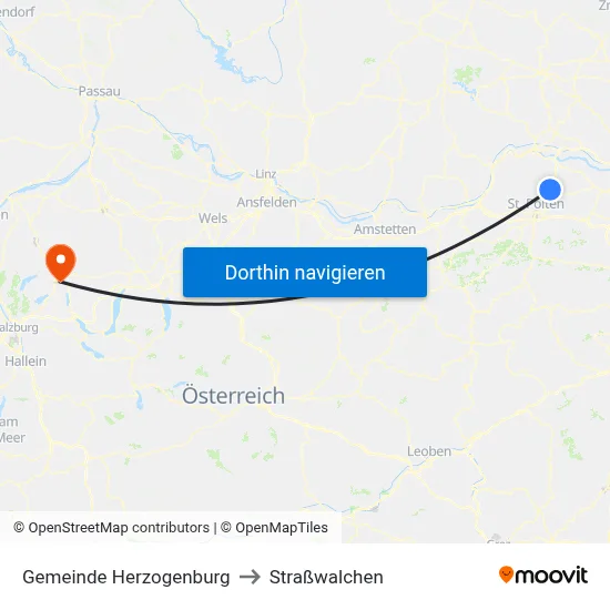 Gemeinde Herzogenburg to Straßwalchen map