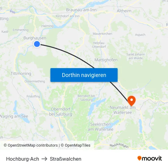 Hochburg-Ach to Straßwalchen map