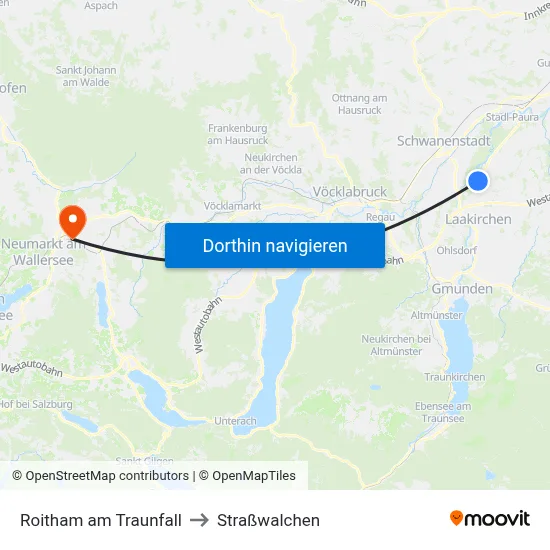 Roitham am Traunfall to Straßwalchen map