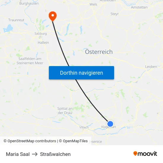 Maria Saal to Straßwalchen map