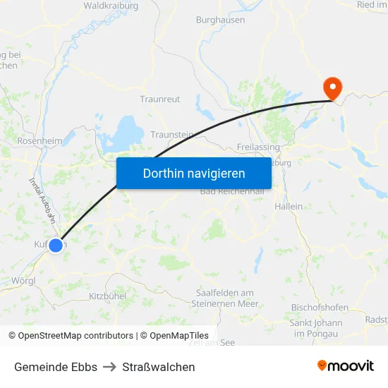 Gemeinde Ebbs to Straßwalchen map