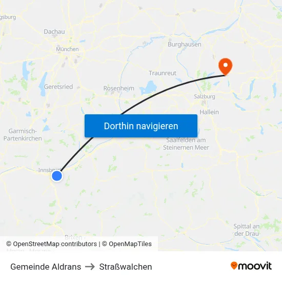 Gemeinde Aldrans to Straßwalchen map