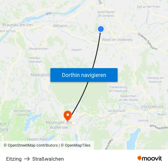 Eitzing to Straßwalchen map