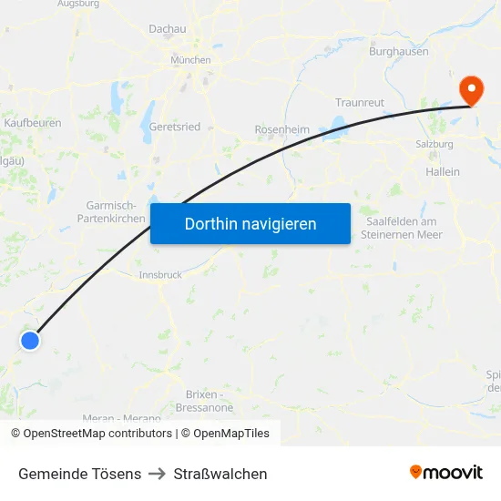 Gemeinde Tösens to Straßwalchen map