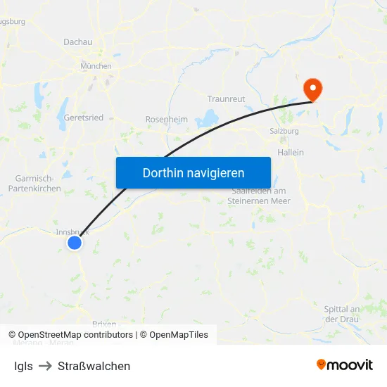 Igls to Straßwalchen map