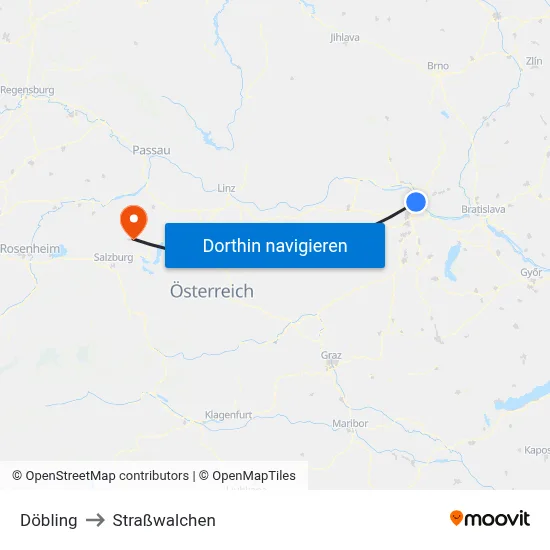 Döbling to Straßwalchen map