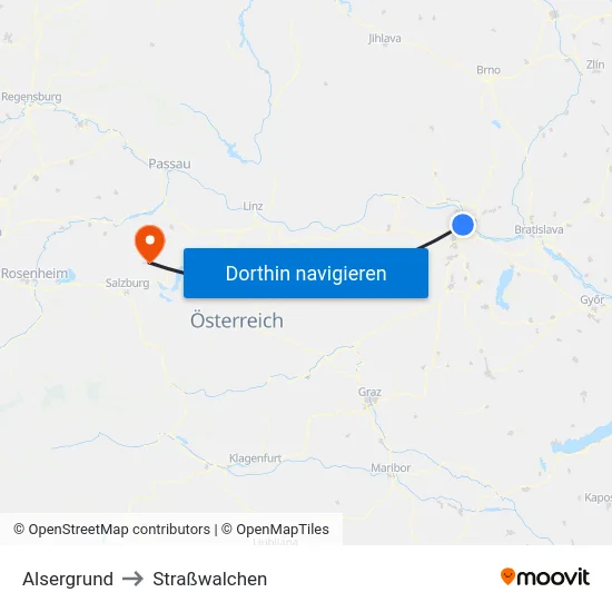 Alsergrund to Straßwalchen map