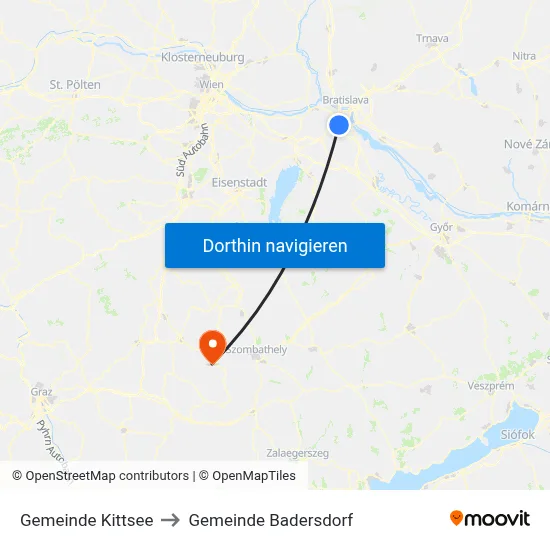 Gemeinde Kittsee to Gemeinde Badersdorf map
