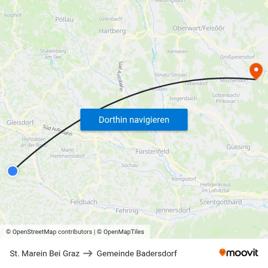St. Marein Bei Graz to Gemeinde Badersdorf map