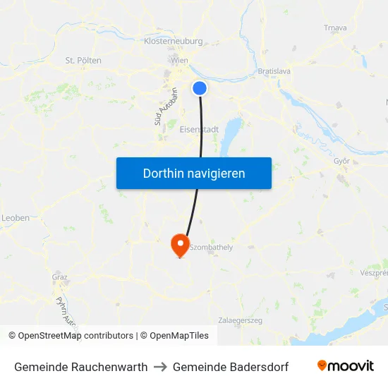 Gemeinde Rauchenwarth to Gemeinde Badersdorf map