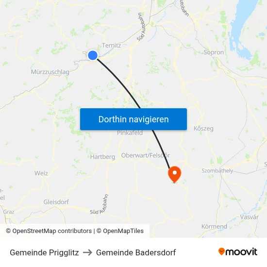 Gemeinde Prigglitz to Gemeinde Badersdorf map