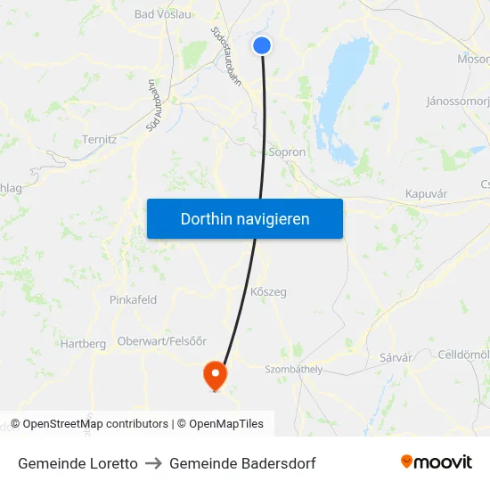 Gemeinde Loretto to Gemeinde Badersdorf map