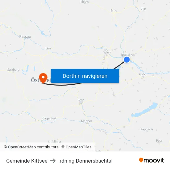 Gemeinde Kittsee to Irdning-Donnersbachtal map