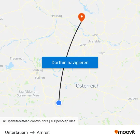 Untertauern to Arnreit map