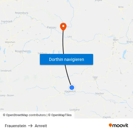 Frauenstein to Arnreit map