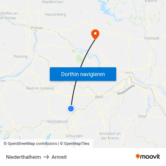 Niederthalheim to Arnreit map