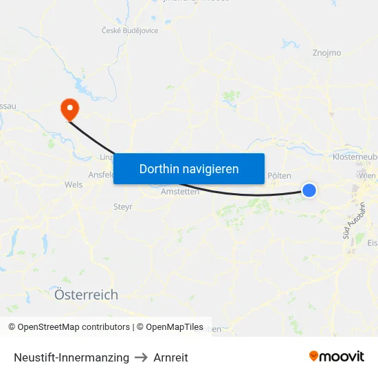 Neustift-Innermanzing to Arnreit map