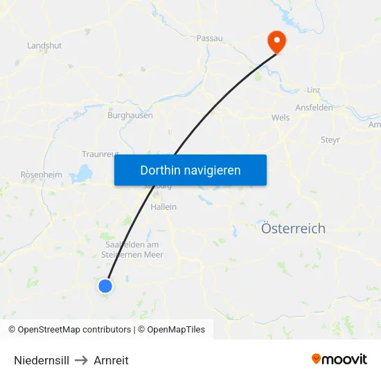 Niedernsill to Arnreit map