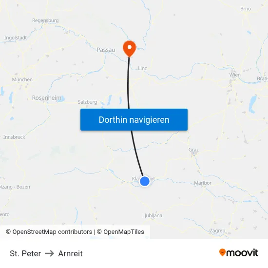 St. Peter to Arnreit map