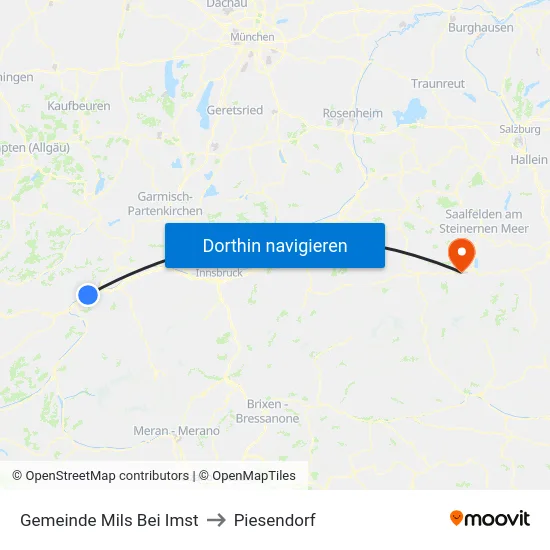 Gemeinde Mils Bei Imst to Piesendorf map