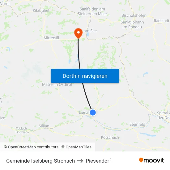 Gemeinde Iselsberg-Stronach to Piesendorf map