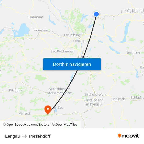 Lengau to Piesendorf map