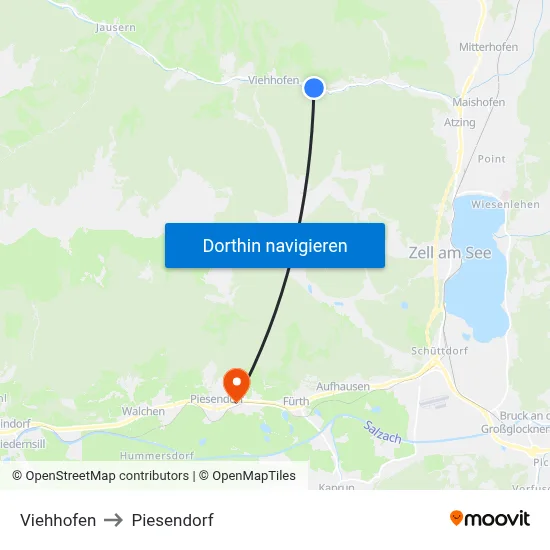 Viehhofen to Piesendorf map