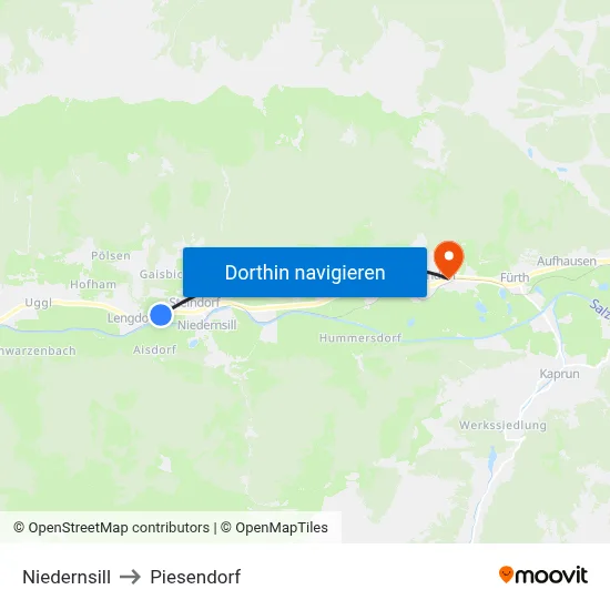 Niedernsill to Piesendorf map