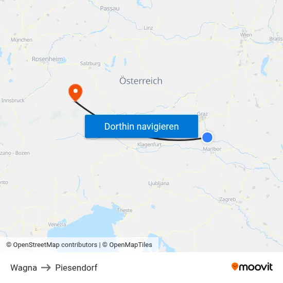 Wagna to Piesendorf map