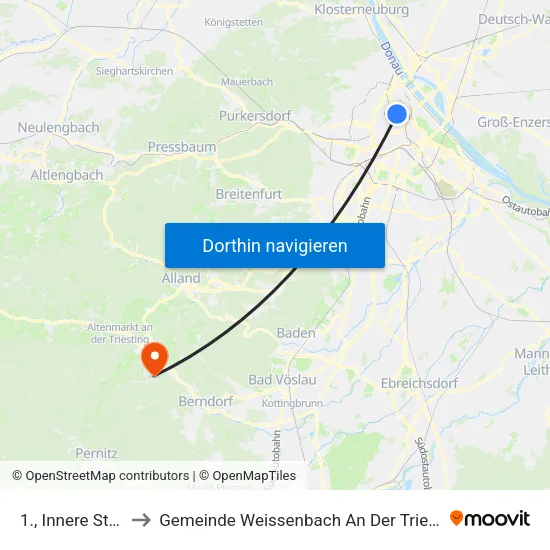 1., Innere Stadt to Gemeinde Weissenbach An Der Triesting map