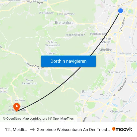 12., Meidling to Gemeinde Weissenbach An Der Triesting map