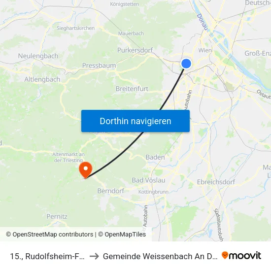 15., Rudolfsheim-Fünfhaus to Gemeinde Weissenbach An Der Triesting map