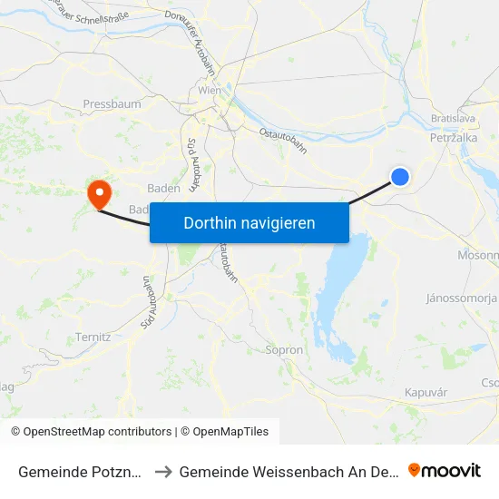 Gemeinde Potzneusiedl to Gemeinde Weissenbach An Der Triesting map