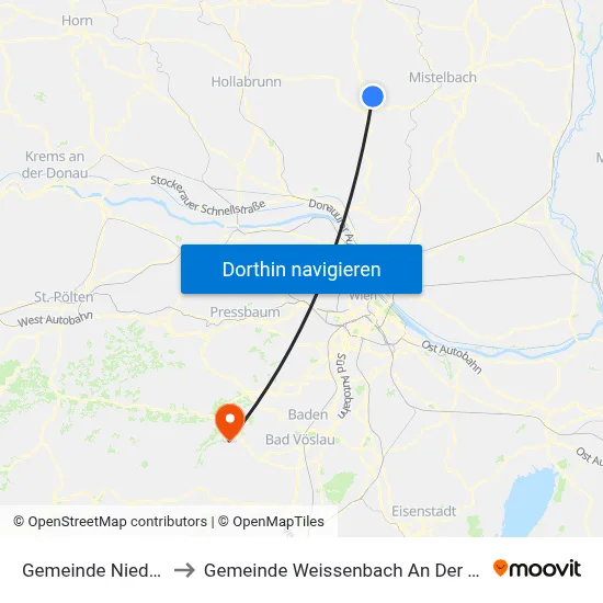 Gemeinde Niederleis to Gemeinde Weissenbach An Der Triesting map