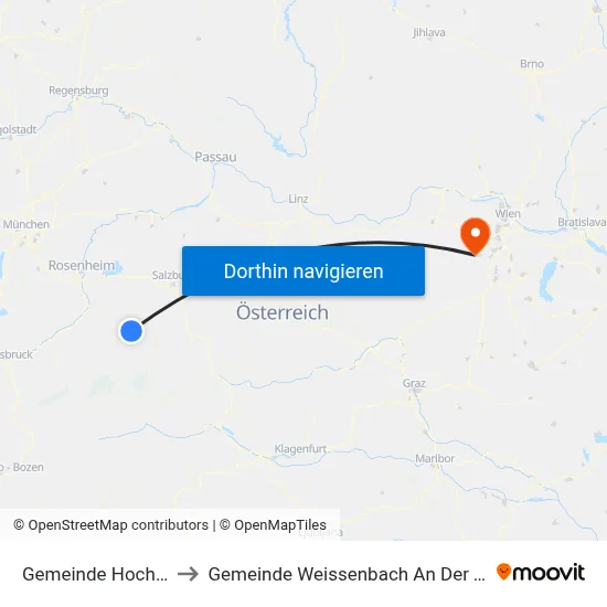 Gemeinde Hochfilzen to Gemeinde Weissenbach An Der Triesting map
