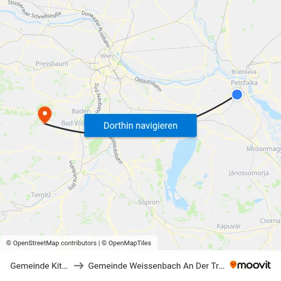 Gemeinde Kittsee to Gemeinde Weissenbach An Der Triesting map