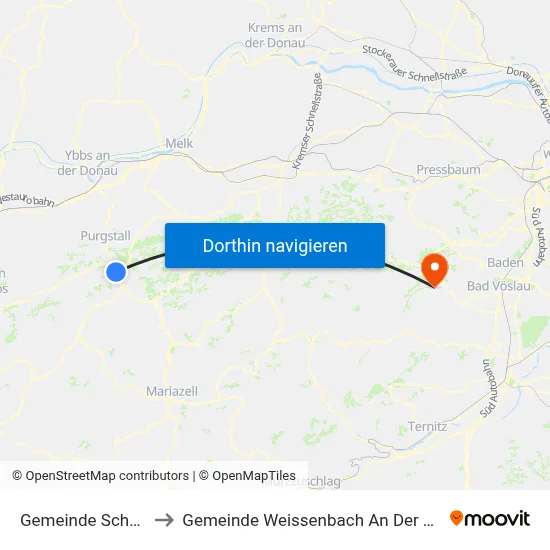 Gemeinde Scheibbs to Gemeinde Weissenbach An Der Triesting map