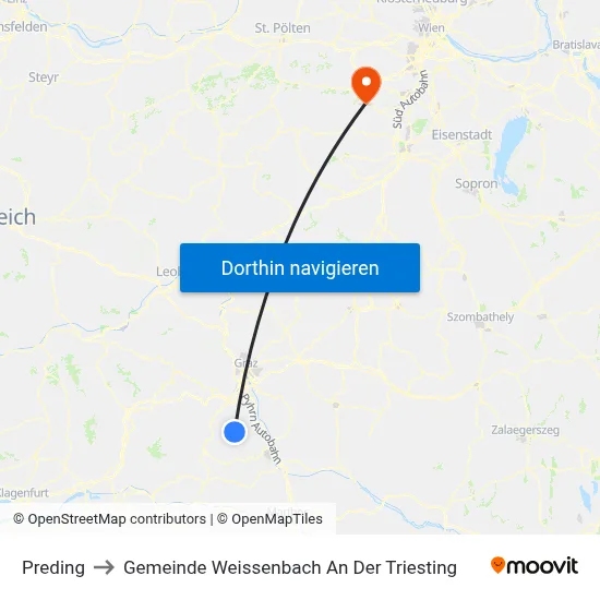 Preding to Gemeinde Weissenbach An Der Triesting map