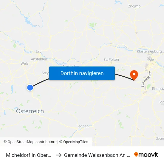 Micheldorf In Oberösterreich to Gemeinde Weissenbach An Der Triesting map