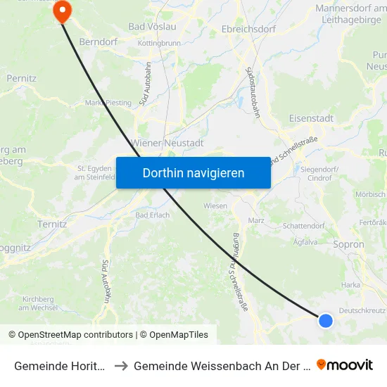 Gemeinde Horitschon to Gemeinde Weissenbach An Der Triesting map