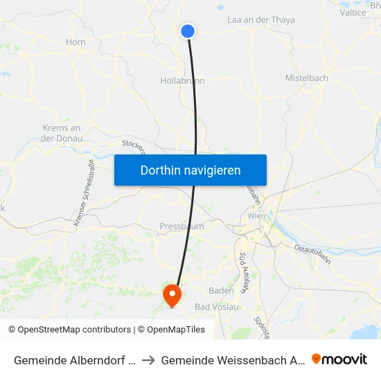 Gemeinde Alberndorf Im Pulkautal to Gemeinde Weissenbach An Der Triesting map