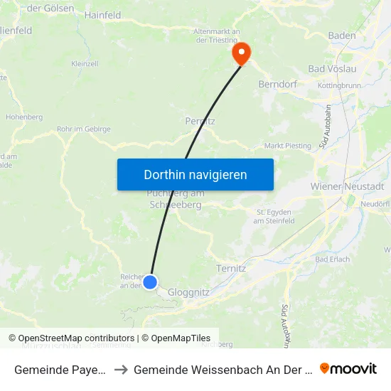Gemeinde Payerbach to Gemeinde Weissenbach An Der Triesting map