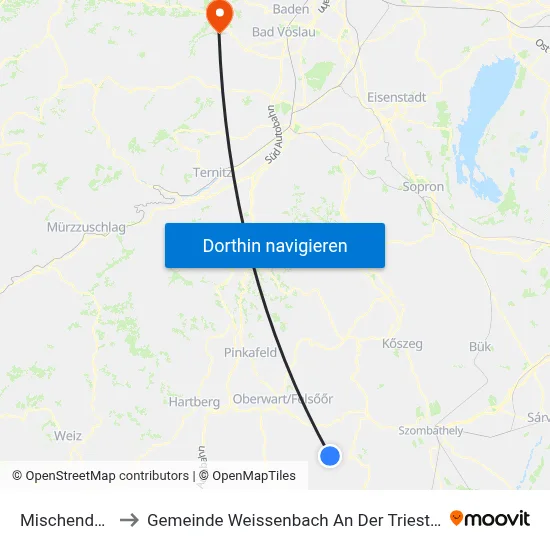 Mischendorf to Gemeinde Weissenbach An Der Triesting map
