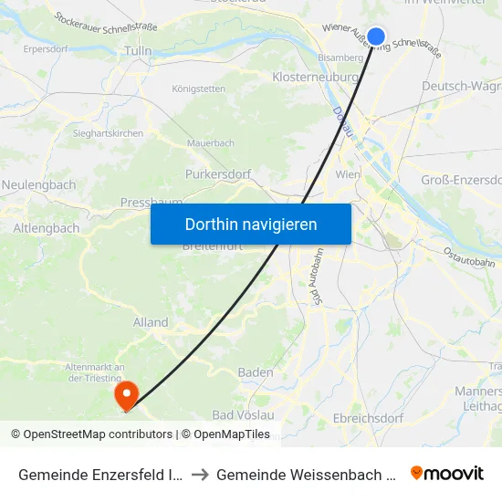 Gemeinde Enzersfeld Im Weinviertel to Gemeinde Weissenbach An Der Triesting map