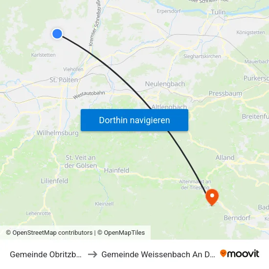 Gemeinde Obritzberg-Rust to Gemeinde Weissenbach An Der Triesting map