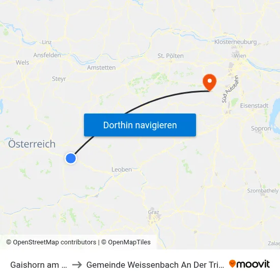 Gaishorn am See to Gemeinde Weissenbach An Der Triesting map