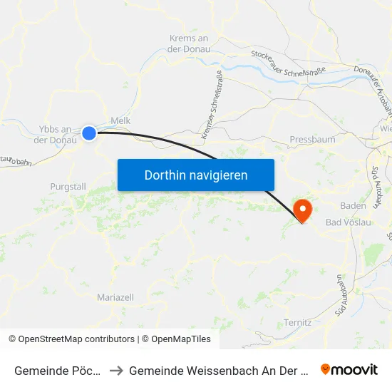Gemeinde Pöchlarn to Gemeinde Weissenbach An Der Triesting map
